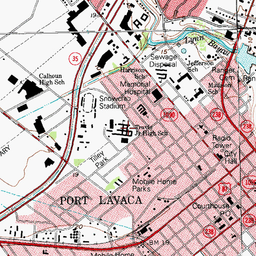 Topographic Map of Travis Middle School, TX
