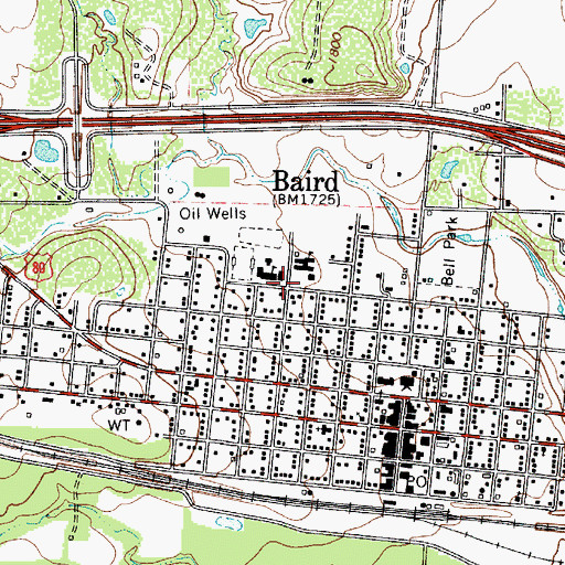 Topographic Map of Baird Elementary School, TX