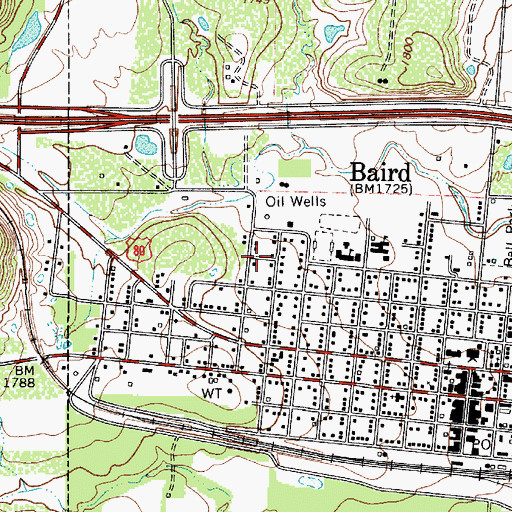 Topographic Map of Baird High School, TX
