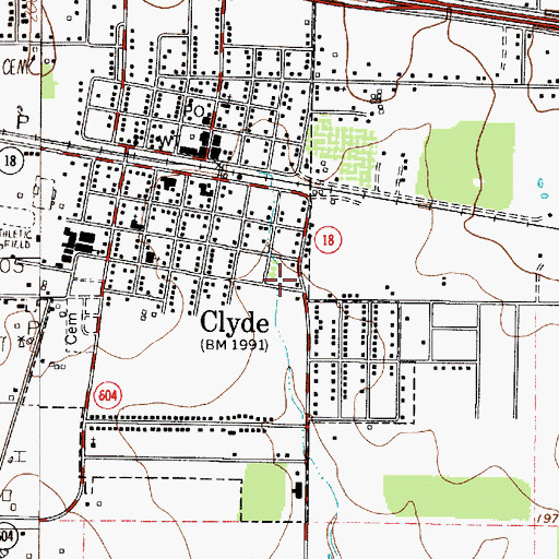 Topographic Map of Clyde Junior High School, TX
