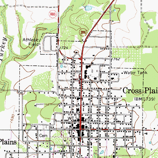 Topographic Map of Cross Plains Elementary School, TX