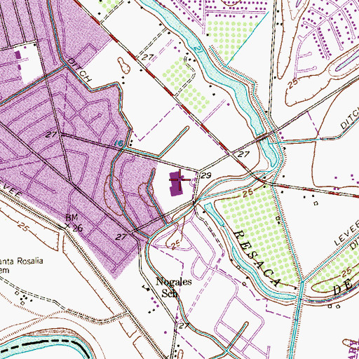 Topographic Map of Garza Elementary School, TX