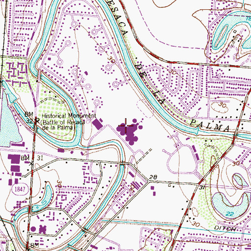 Topographic Map of Hanna High School, TX