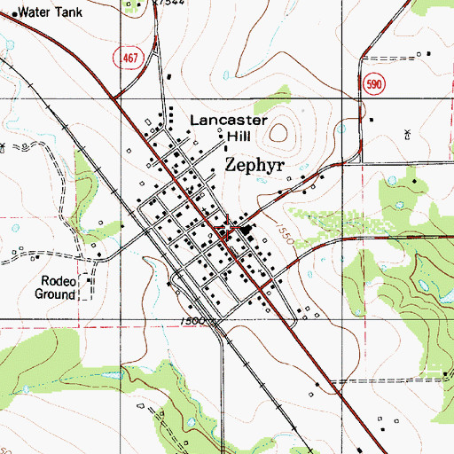 Topographic Map of Zephyr Elementary School, TX
