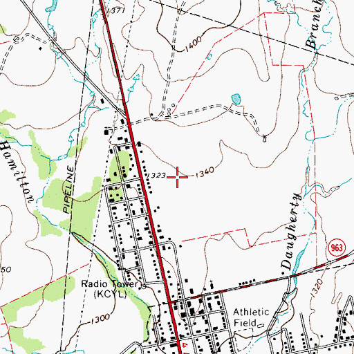 Topographic Map of Burent Middle School, TX