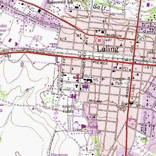 Topographic Map of Luling High School, TX
