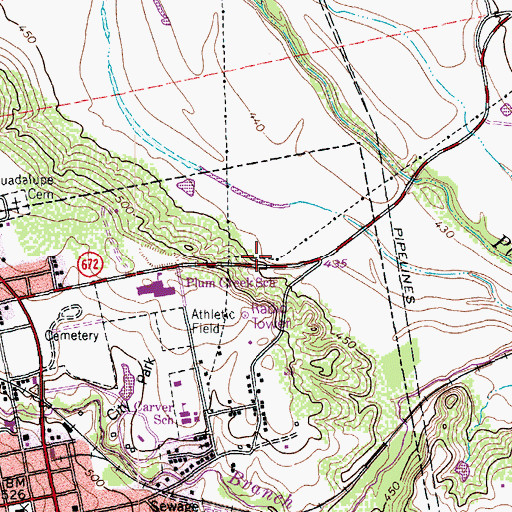 Topographic Map of Plum Creek Elementary School, TX