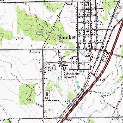 Topographic Map of Blanket High School, TX