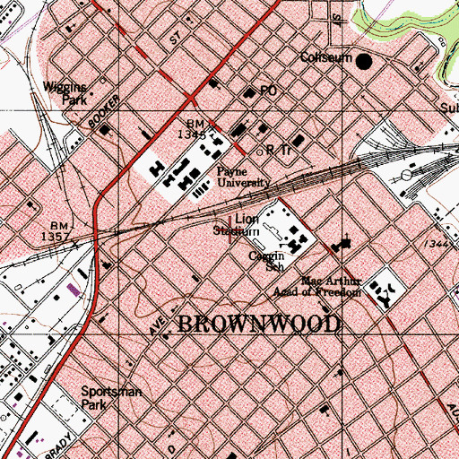 Topographic Map of Brownwood Intermediate School, TX