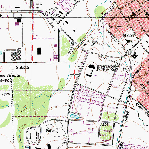 Topographic Map of Brownwood Middle School, TX