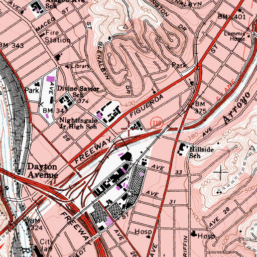 Topographic Map of Loreto Elementary School, CA