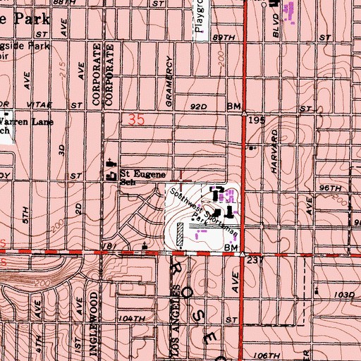 Topographic Map of Manhattan Elementary School, CA