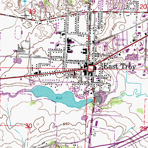 Topographic Map of Saint James United Methodist Church, WI
