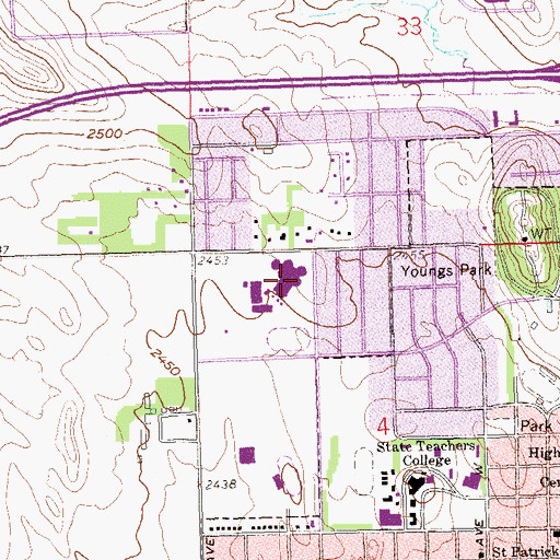 Topographic Map of Dickinson High School, ND