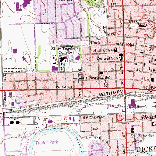 Topographic Map of Church of God, ND