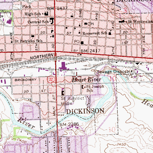 Topographic Map of Saint Josephs Roman Catholic Church, ND
