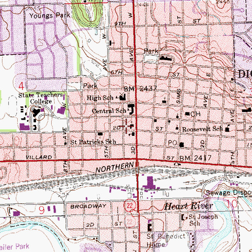 Topographic Map of Saint Patricks Roman Catholic Church, ND