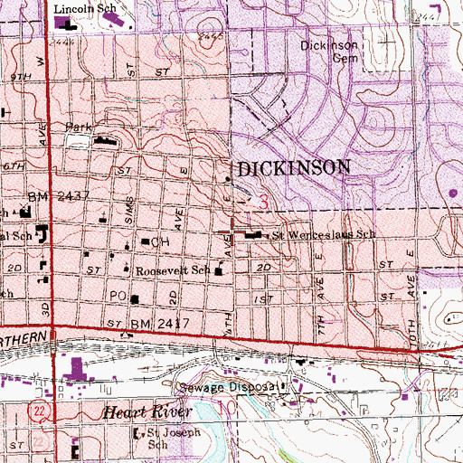 Topographic Map of Saint Wenceslaus Roman Catholic Church, ND