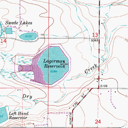 Topographic Map of Lagerman Dam, CO