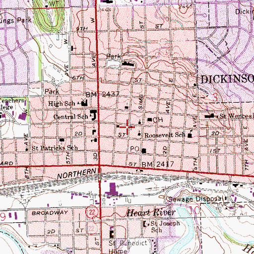 Topographic Map of Simpson Methodist Episcopal Church, ND