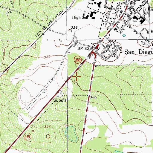 Topographic Map of San Diego High School, TX