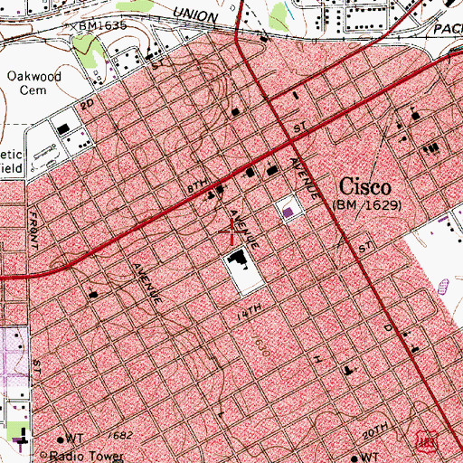 Topographic Map of Cisco Elementary School, TX