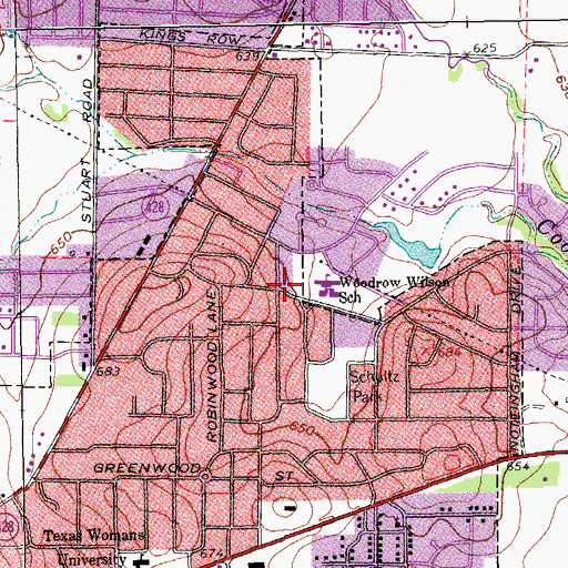 Topographic Map of Wilson Elementary School, TX