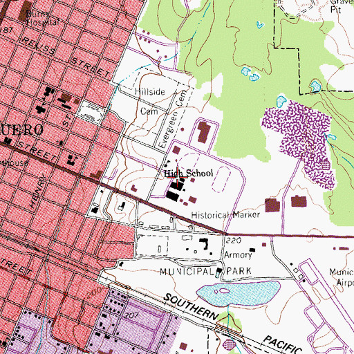 Topographic Map of Cuero Junior High School, TX