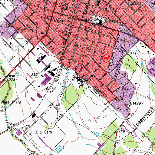 Topographic Map of Yoakum Intermediate School, TX