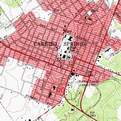 Topographic Map of Central Elementary School, TX