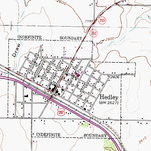 Topographic Map of Hedley School, TX