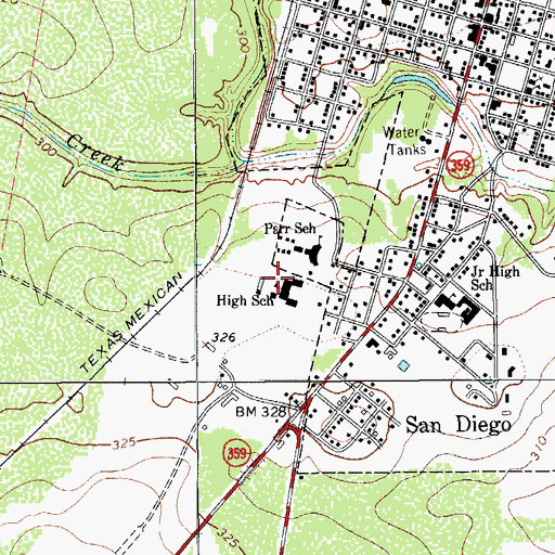 Topographic Map of Bernarda Jaime Junior High School, TX