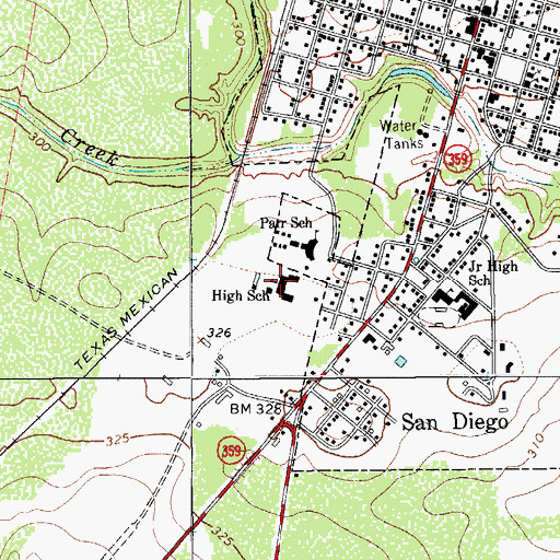 Topographic Map of Collins - Parr Elementary School, TX