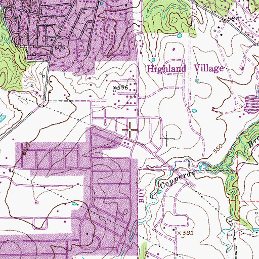 Topographic Map of Highland Village Elementary School, TX