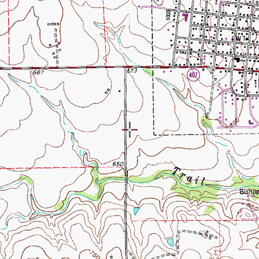 Topographic Map of Justin Elementary School, TX