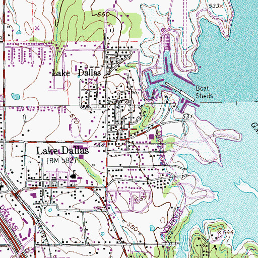Topographic Map of Lake Dallas Intermediate School, TX