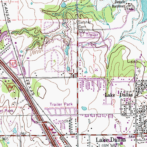 Topographic Map of Lake Dallas Primary School, TX
