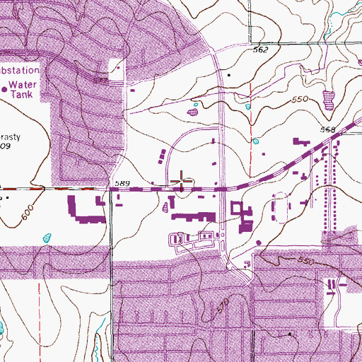 Topographic Map of Lewisville High School, TX