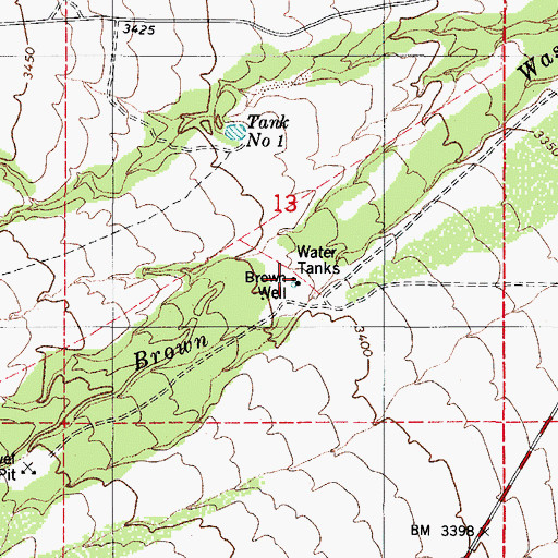 Topographic Map of Brown Well, AZ