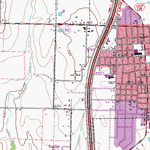 Topographic Map of Sanger Alternative School, TX