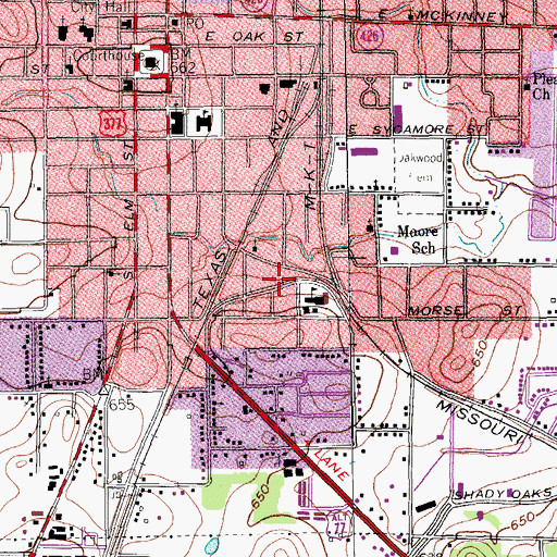 Topographic Map of Fred Moore Learning Center, TX