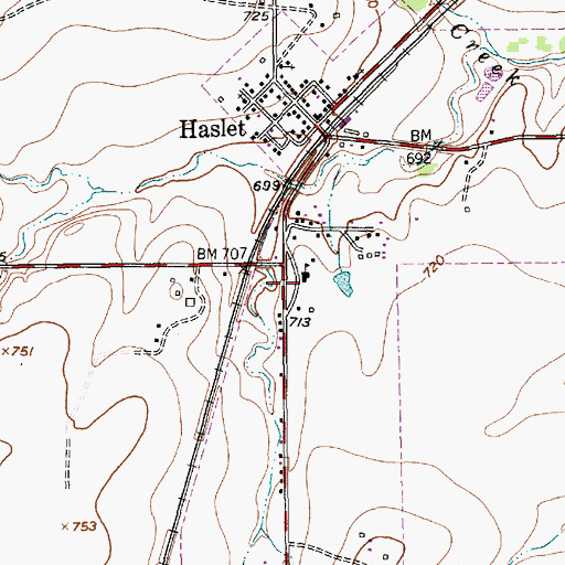 Topographic Map of Haslet Elementary School, TX