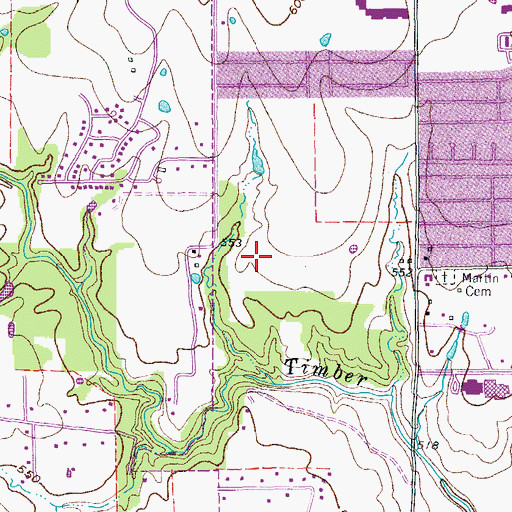 Topographic Map of Hedrick Middle School, TX