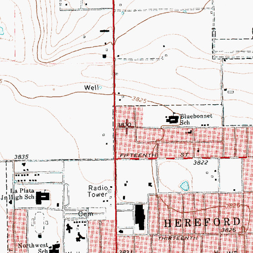 Topographic Map of Bluebonnet Elementary School, TX