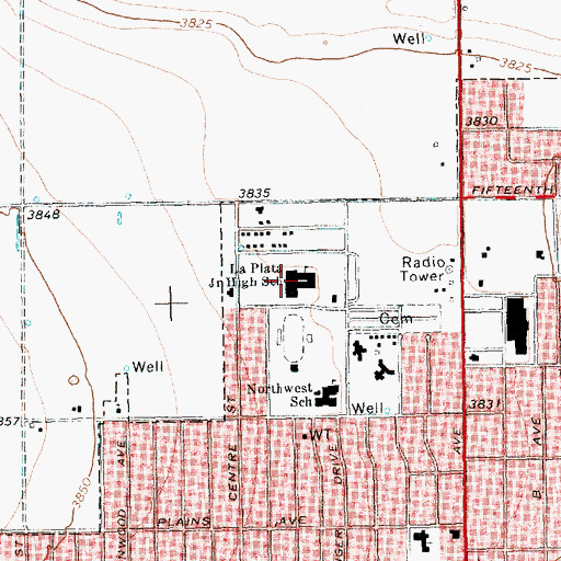 Topographic Map of Hereford Junior High School, TX