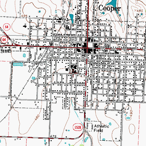 Topographic Map of Cooper Junior High School, TX