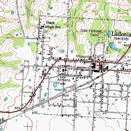 Topographic Map of Fannindel High School, TX