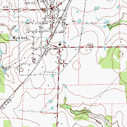 Topographic Map of Aubrey Elementary School, TX