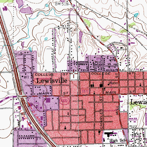Topographic Map of College Street Elementary School, TX