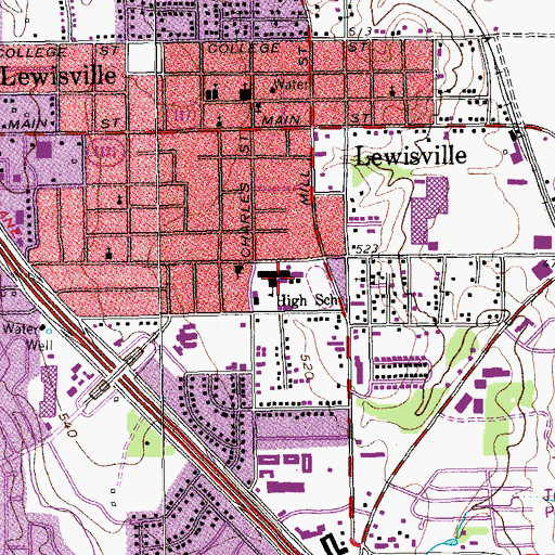 Topographic Map of Delay Middle School, TX